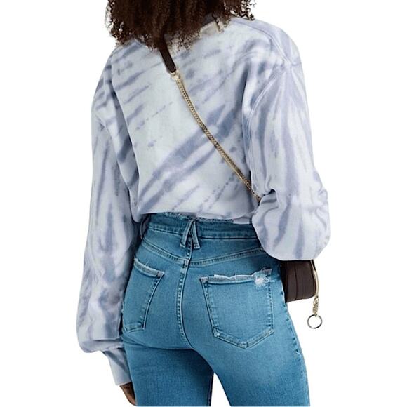 NWT Good American Cropped & Cool Sweatshirt in Lilac Tie Dye Size 3 Large - Picture 5 of 10